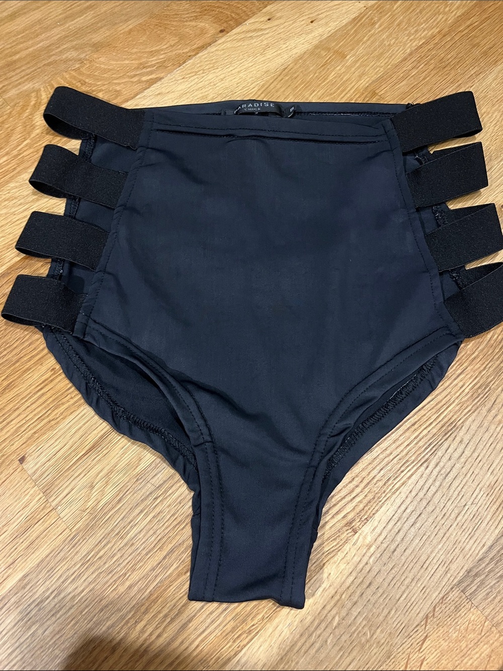 High-Waist Black Strappy Pole dance Bottoms